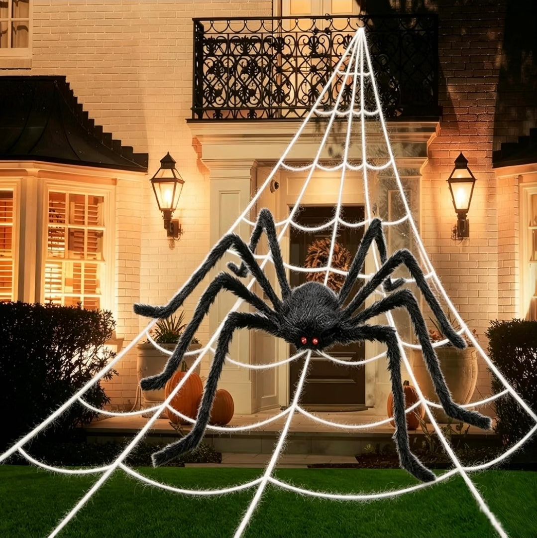Halloween Spider Web + Giant Spider Decoration