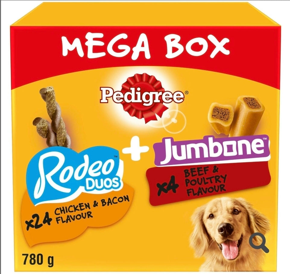 Pedigree Rodeo Duos & Jumbone Medium Dog Treats in Mega Box - Multi Mix, 780g