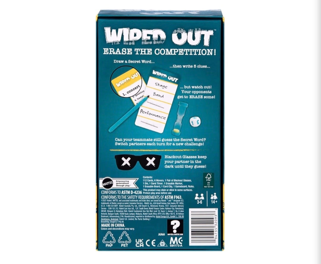 Mattel Games Wiped Out! Party Game – Fun Family Game for Groups