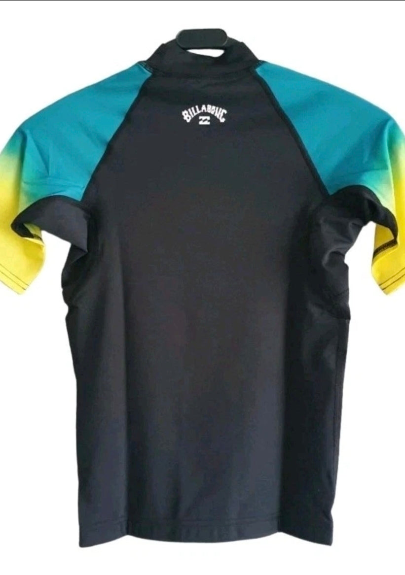 Billabong Kids Rash Vest Short Sleeve Rashy Contrast Gradient UPF50 Sun Safe Boy