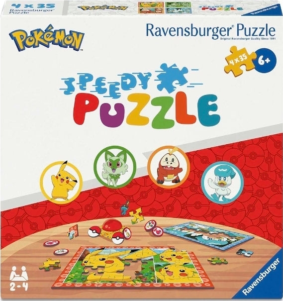 Pokémon Speedy Puzzle 4-Pack by Ravensburger – 4 x 35-Piece Jigsaw Puzzles for Kids