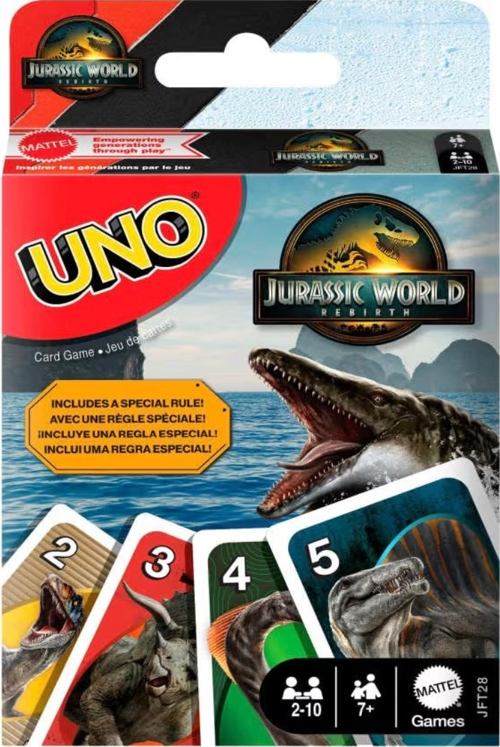 UNO Jurassic World Rebirth Card Game by Mattel – 2–10 Players