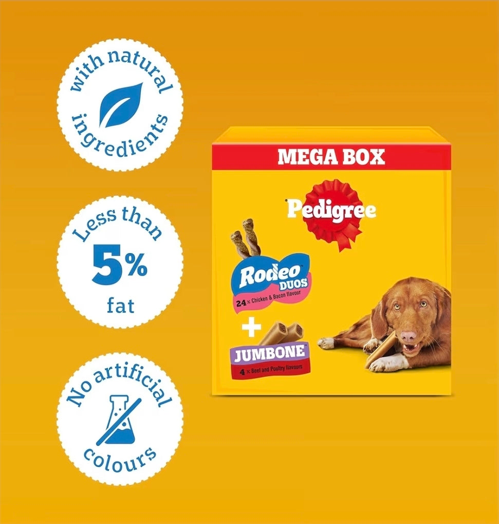 Pedigree Rodeo Duos & Jumbone Medium Dog Treats in Mega Box - Multi Mix, 780g
