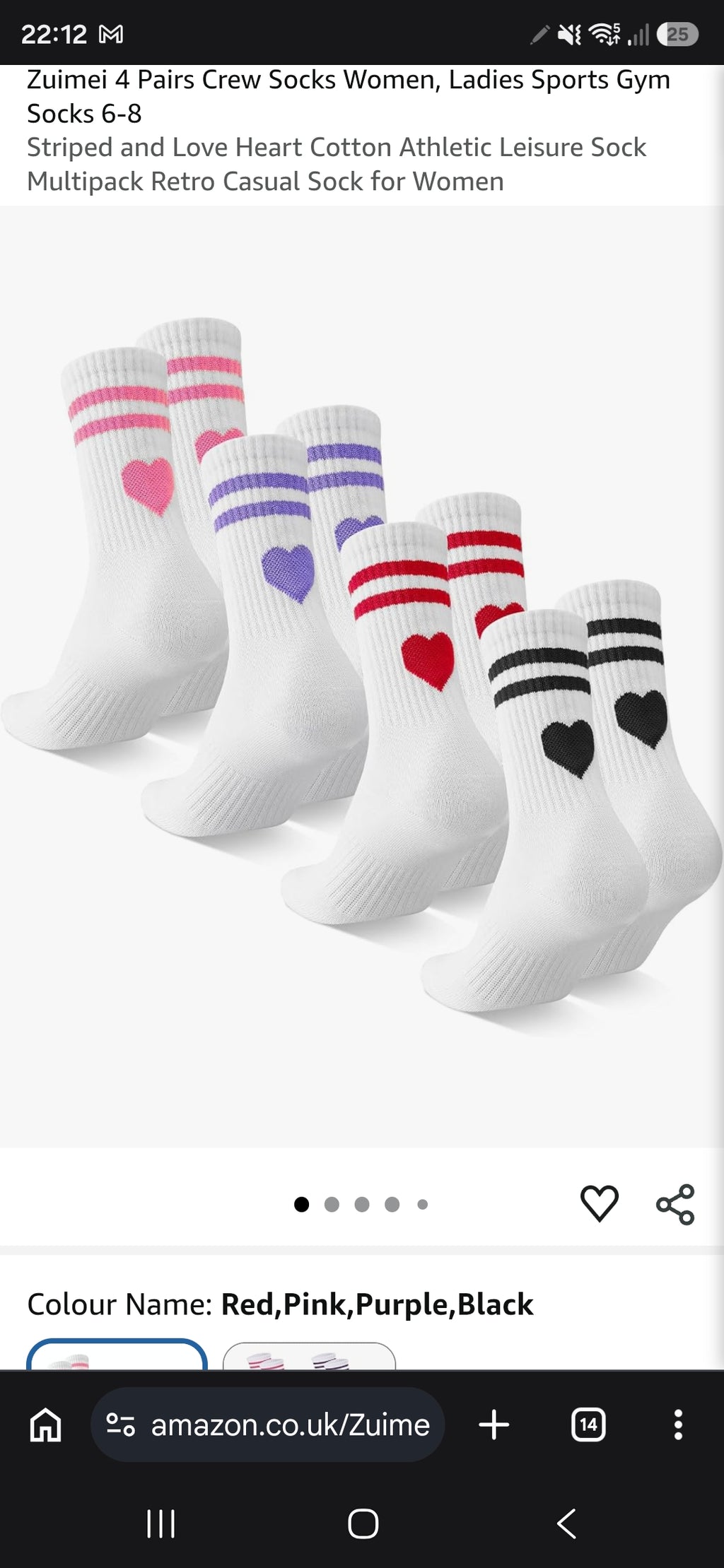Zuimei 4 Pairs Crew Socks Women, Ladies Sports Gym Socks 5-8