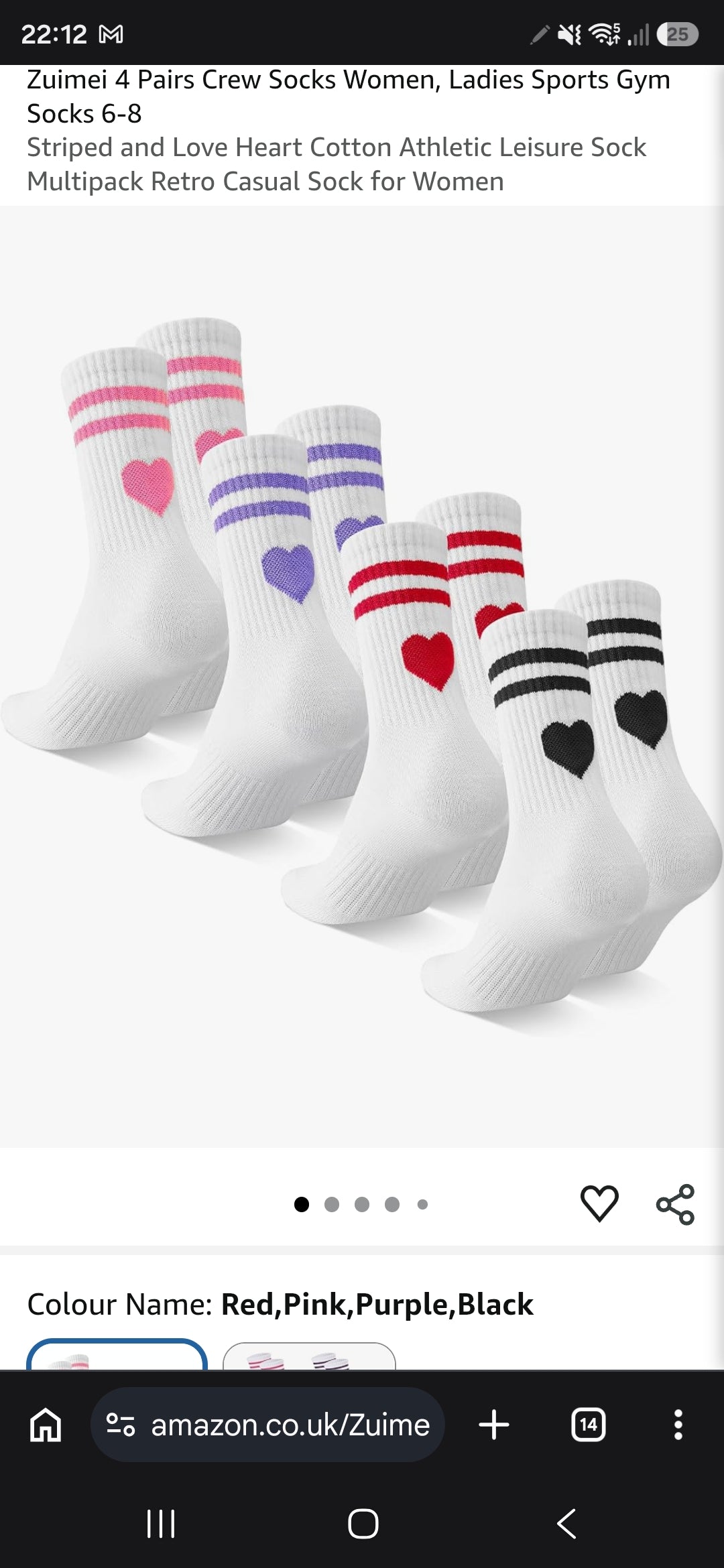 Zuimei 4 Pairs Crew Socks Women, Ladies Sports Gym Socks 5-8