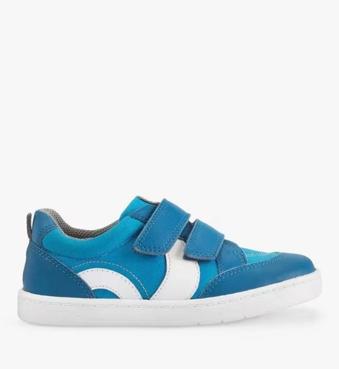Start-Rite Enigma Boy’s Leather Trainers Bright Blue Leather UK 2