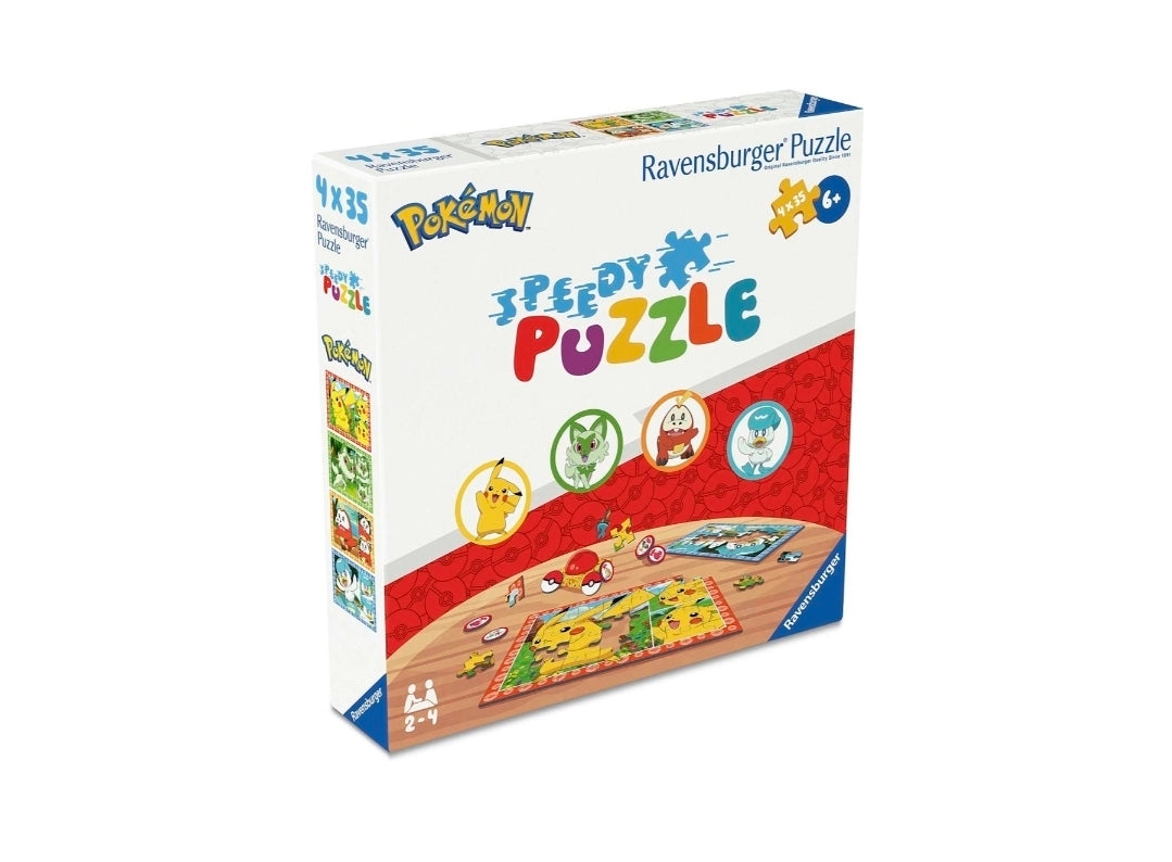Pokémon Speedy Puzzle 4-Pack by Ravensburger – 4 x 35-Piece Jigsaw Puzzles for Kids