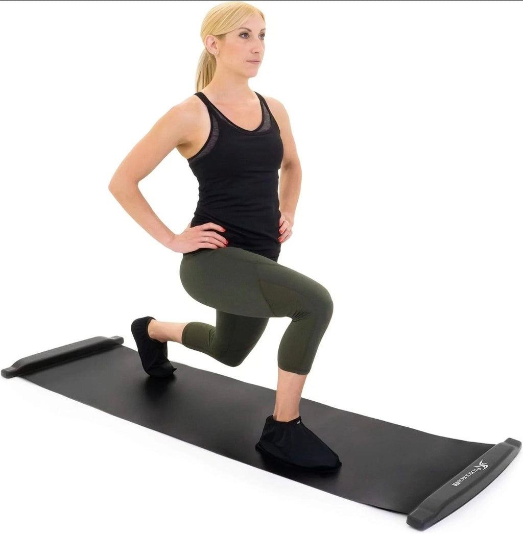 ProSourceFit Slide Board Mat for Exercise 6’ with End Stops, Booties & Carry bag