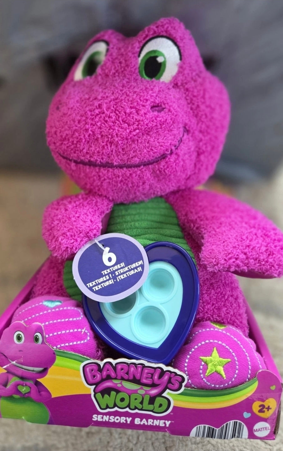 Barney's World Sensory Barney Plush Toy with Fidget for Toddlers Age 2+ Years