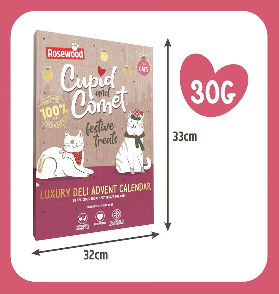 Rosewood Cupid & Comet Luxury Deli Advent Calendar for Cats – 24 Treat Doors