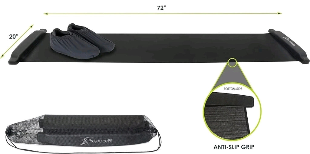ProSourceFit Slide Board Mat for Exercise 6’ with End Stops, Booties & Carry bag