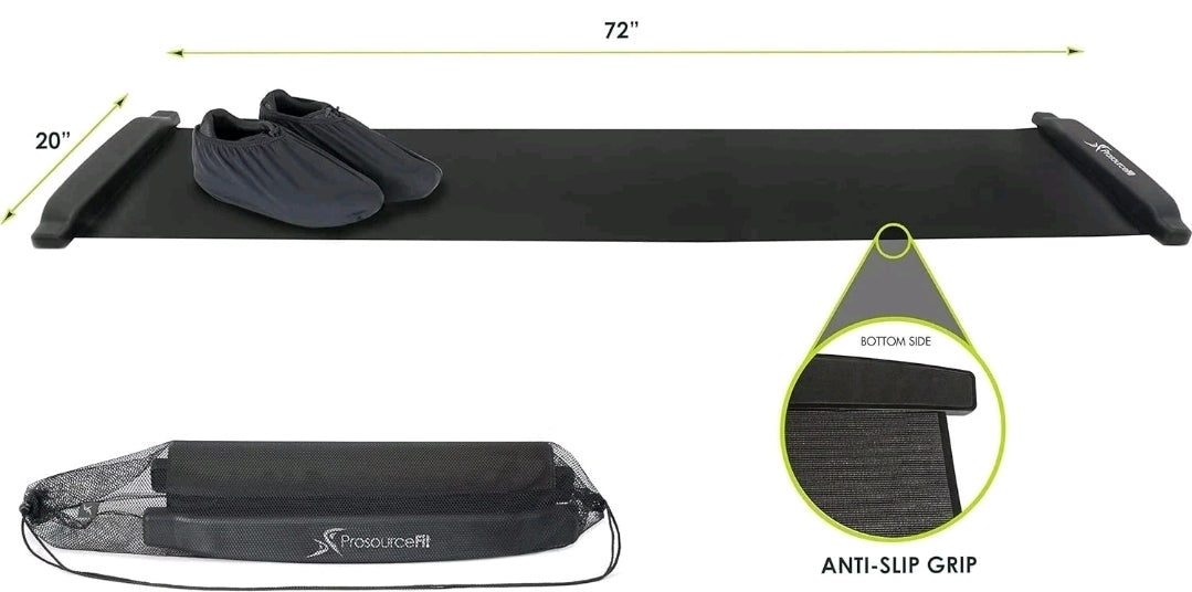 ProSourceFit Slide Board Mat for Exercise 6’ with End Stops, Booties & Carry bag