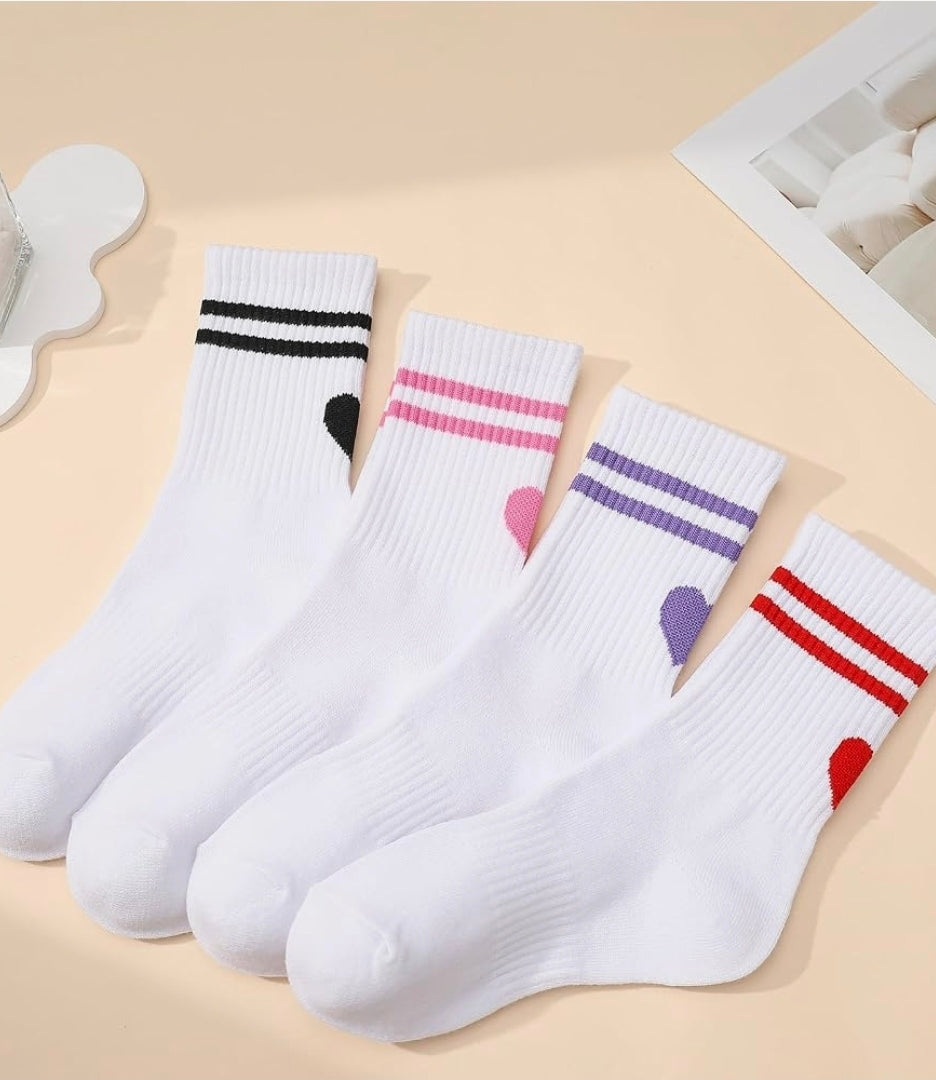 Zuimei 4 Pairs Crew Socks Women, Ladies Sports Gym Socks 5-8