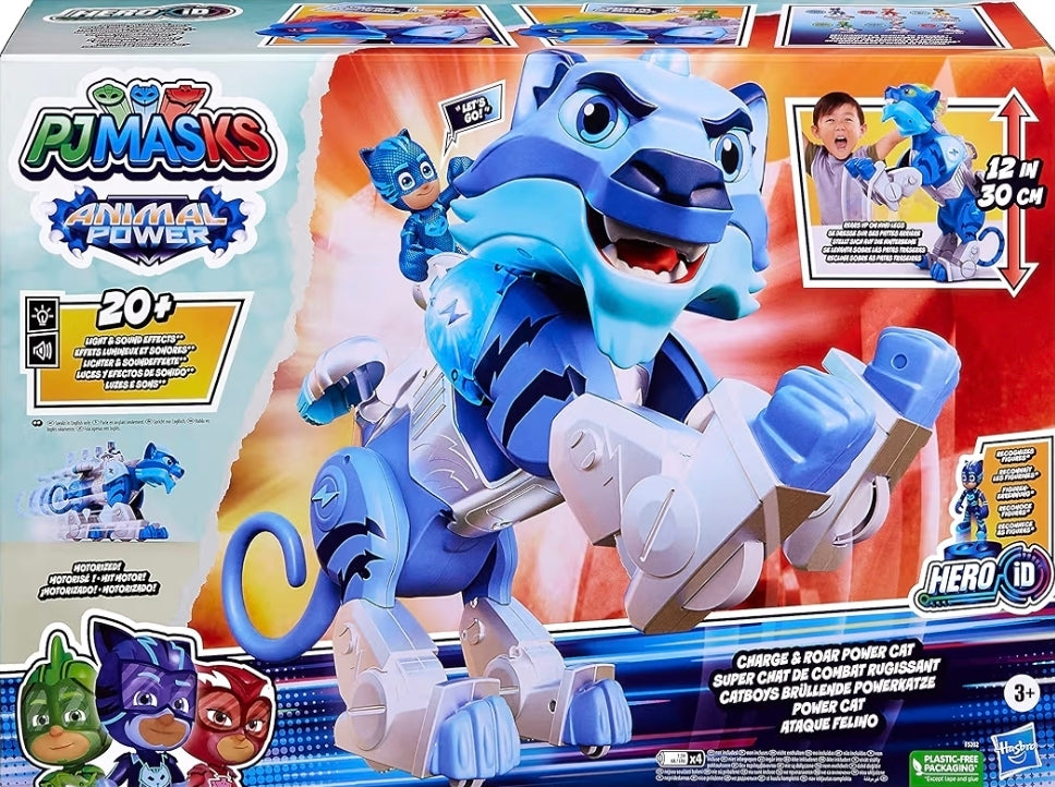 PJ Masks Animal Power Charge and Roar Power Cat Figure – Kids Action Toy