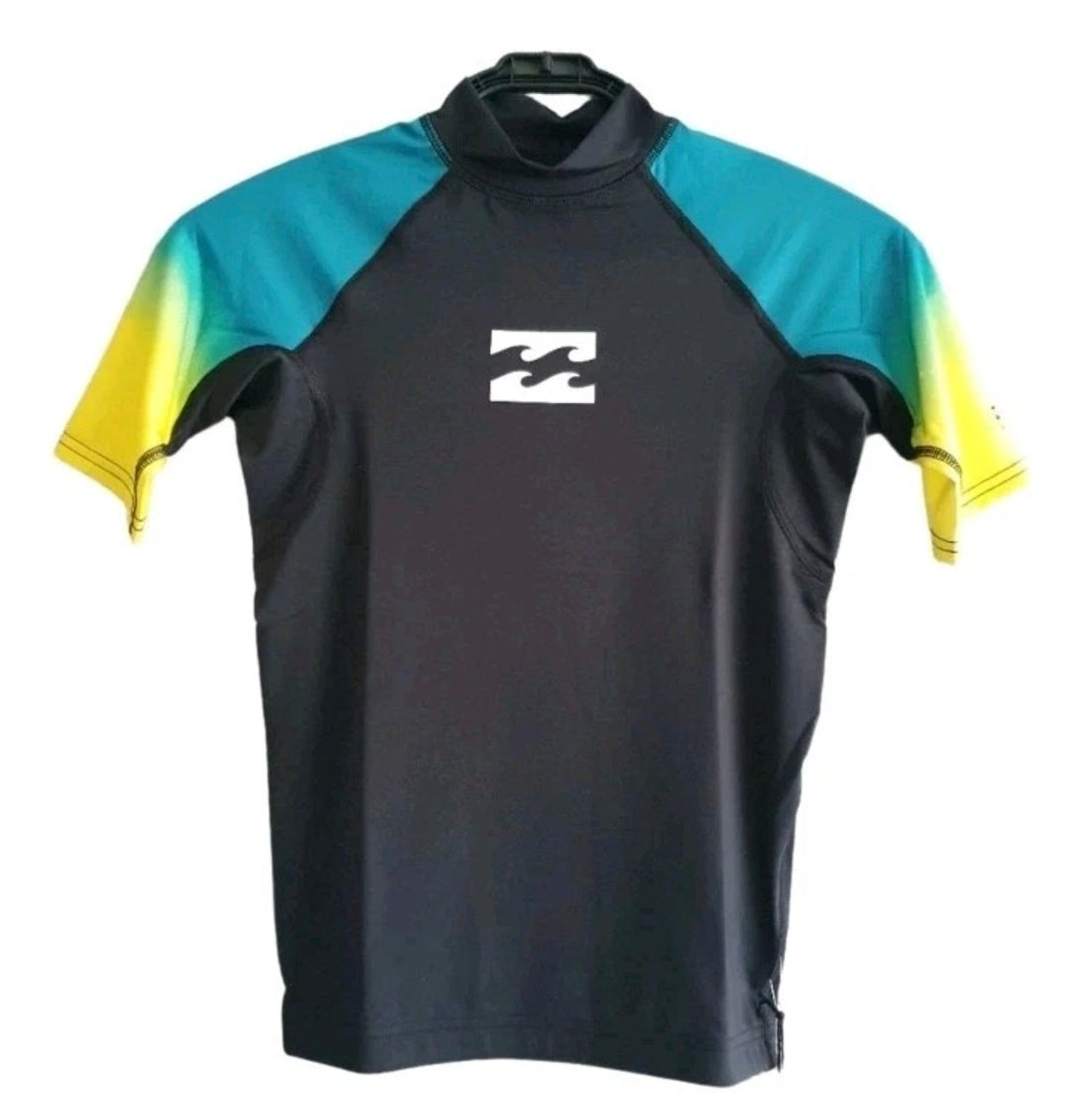 Billabong Kids Rash Vest Short Sleeve Rashy Contrast Gradient UPF50 Sun Safe Boy