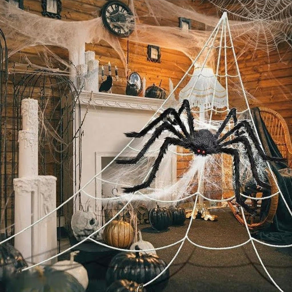 Halloween Spider Web + Giant Spider Decoration