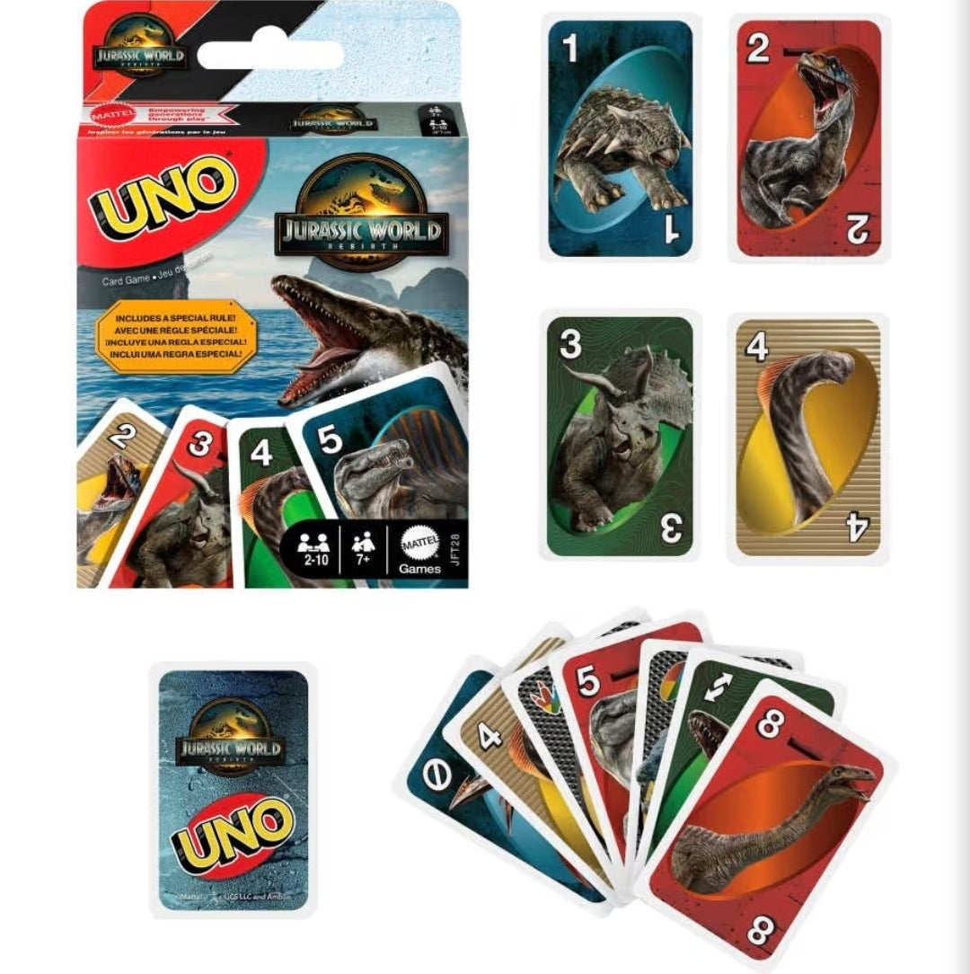 UNO Jurassic World Rebirth Card Game by Mattel – 2–10 Players